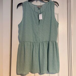 LOFT Sleeveless Peplum Tunic in Mint with White Floral Print